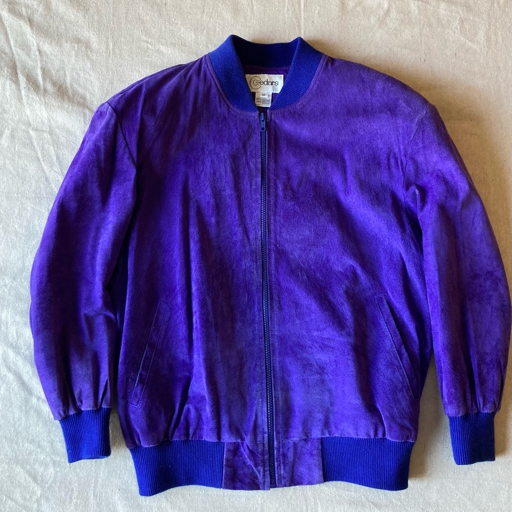 Vintage Purple Suede Bomber Jacket by Cedars size M